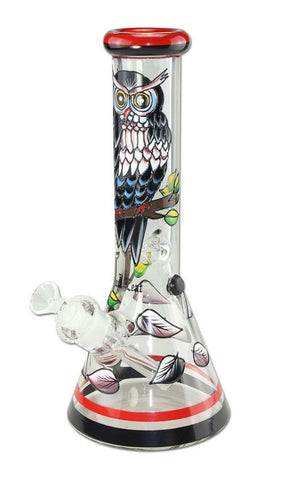 Black Leaf "Owl'' Hand Painted Flask Bong