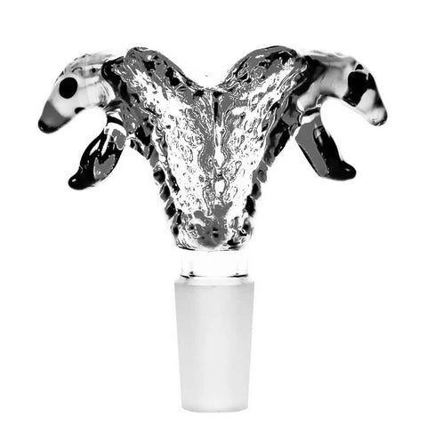 Double Snake Glass Bong Bowl - Clear (18 mm)