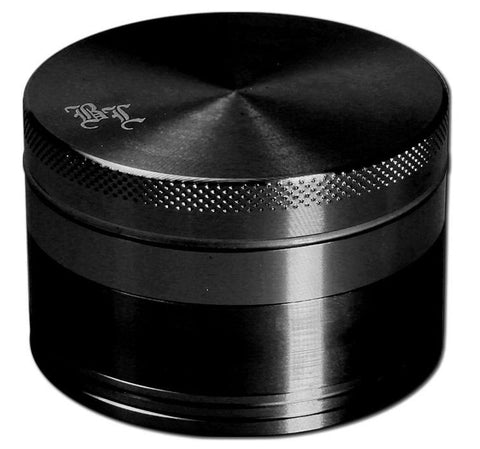 Black Leaf Aluminium Anodised 4-Part Grinder - Black - Puff Puff Palace