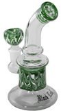 Black Leaf Green Glass Bubbler