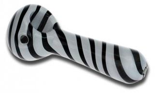 Glass 'Spiral' Pipe - Black/ Milky White
