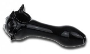 Glass 'Cat' Hand Pipe - Black