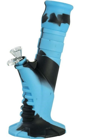 Silicone Unbreakable Beaker Bong - Black/Blue