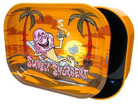 Best Buds Tin Stash Box & Rolling Tray - Sunset Sherbert