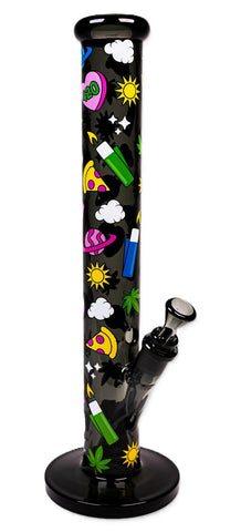 Black Leaf x Fire Flow '"420'' Cylinder Glass Bong