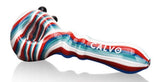 Calvo ''Circled Spoon'' Glass Smoking Pipe - White/Red/Blue