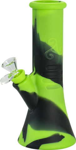 Silicone Unbreakable Beaker Bong - Black/Green